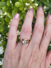 Load image into Gallery viewer, 7489: Vintage: Rare 14ct Gold Round Cut Blue Aquamarine Dress Ring- Dramatic set, lovely colours
