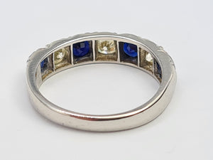 7479- Vintage: Exceptional 18ct White Gold Diamonds Sapphires Half Eternity Ring -