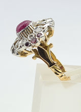 Load image into Gallery viewer, 6172: Antique: 18ct Gold 7 Rubies 10 Diamonds Statement Cluster Ring- Extraordinary
