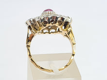 Load image into Gallery viewer, 6172: Antique: 18ct Gold 7 Rubies 10 Diamonds Statement Cluster Ring- Extraordinary
