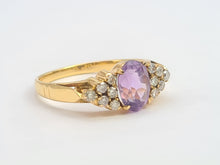 Load image into Gallery viewer, A7535:Vintage: 18ct Lilac Amethyst 12 Brilliant Cut Diamonds Ring= elegant, seductive, sparkling
