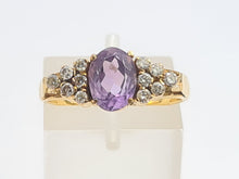 Load image into Gallery viewer, A7535:Vintage: 18ct Lilac Amethyst 12 Brilliant Cut Diamonds Ring= elegant, seductive, sparkling
