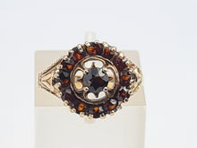 Load image into Gallery viewer, A7547:Vintage: (1976) 9ct Gold Garnets Geometric Set Cluster Ring- FAB at 48
