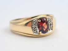 Load image into Gallery viewer, A7550: Vintage: Heavy 10ct Gold Almandine Garnet Diamonds Signet Ring- A fine example
