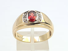 Load image into Gallery viewer, A7550: Vintage: Heavy 10ct Gold Almandine Garnet Diamonds Signet Ring- A fine example
