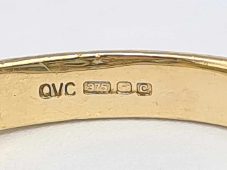 6164 Vintage: 9ct Gold 5 Swiss Blue Topaz 18 Diamonds Cocktail Ring- lovely combination, crisp eye candy