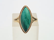 Load image into Gallery viewer, A7574:Vintage: (1969) 9ct Gold Green Marquise Malachite Ring- Hallmarked in London in 1969- FAB
