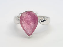 Load image into Gallery viewer, 7576: Vintage: 9ct White Gold Pear-Cut Large Champagne Pink Ruby Cocktail- lovely cut and colours
