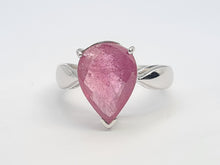 Load image into Gallery viewer, 7576: Vintage: 9ct White Gold Pear-Cut Large Champagne Pink Ruby Cocktail- lovely cut and colours
