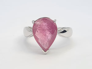 7576: Vintage: 9ct White Gold Pear-Cut Large Champagne Pink Ruby Cocktail- lovely cut and colours