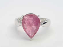 Load image into Gallery viewer, 7576: Vintage: 9ct White Gold Pear-Cut Large Champagne Pink Ruby Cocktail- lovely cut and colours
