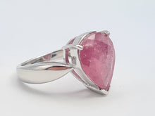 Load image into Gallery viewer, 7576: Vintage: 9ct White Gold Pear-Cut Large Champagne Pink Ruby Cocktail- lovely cut and colours
