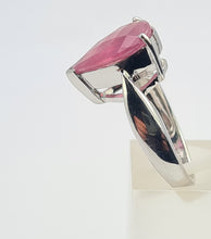 Load image into Gallery viewer, 7576: Vintage: 9ct White Gold Pear-Cut Large Champagne Pink Ruby Cocktail- lovely cut and colours
