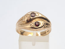 Load image into Gallery viewer, 7593: Vintage: (1971) 9ct Gold Double Snakes Garnets Ring- 53 years old- Hiss or Hers?
