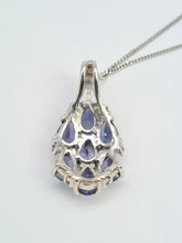 Load image into Gallery viewer, A7600 Vintage: Large 9ct White Gold Iolite &amp; Topaz Pendant with necklace- lovely combination
