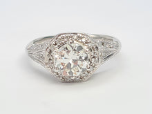 Load image into Gallery viewer, 7614: Vintage: 18ct White Gold 0.98ct Full Round Cut Diamond &amp; Diamonds Ring- S1 Clarity I/J colour - simply fabulous
