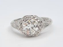 Load image into Gallery viewer, 7614: Vintage: 18ct White Gold 0.98ct Full Round Cut Diamond &amp; Diamonds Ring- S1 Clarity I/J colour - simply fabulous
