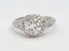 Load image into Gallery viewer, 7614: Vintage: 18ct White Gold 0.98ct Full Round Cut Diamond &amp; Diamonds Ring- S1 Clarity I/J colour - simply fabulous
