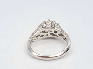 7614: Vintage: 18ct White Gold 0.98ct Full Round Cut Diamond & Diamonds Ring- S1 Clarity I/J colour - simply fabulous