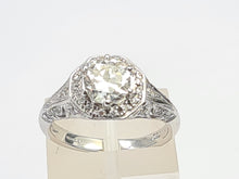 Load image into Gallery viewer, 7614: Vintage: 18ct White Gold 0.98ct Full Round Cut Diamond &amp; Diamonds Ring- S1 Clarity I/J colour - simply fabulous
