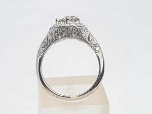 7614: Vintage: 18ct White Gold 0.98ct Full Round Cut Diamond & Diamonds Ring- S1 Clarity I/J colour - simply fabulous