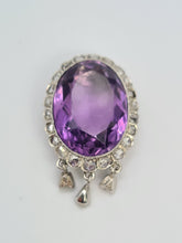 Load image into Gallery viewer, A9031: Antique : Edwardian 14ct Gold Amethyst Rose Cut Diamonds Pendant- Exceptional
