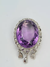 Load image into Gallery viewer, A9031: Antique : Edwardian 14ct Gold Amethyst Rose Cut Diamonds Pendant- Exceptional
