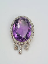 Load image into Gallery viewer, A9031: Antique : Edwardian 14ct Gold Amethyst Rose Cut Diamonds Pendant- Exceptional
