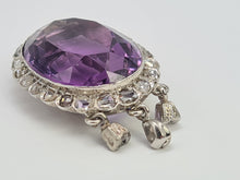 Load image into Gallery viewer, A9031: Antique : Edwardian 14ct Gold Amethyst Rose Cut Diamonds Pendant- Exceptional
