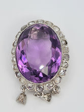 Load image into Gallery viewer, A9031: Antique : Edwardian 14ct Gold Amethyst Rose Cut Diamonds Pendant- Exceptional
