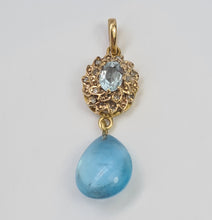 Load image into Gallery viewer, A9034: Vintage Beautiful Blue Aquamarines Diamonds pendulum Pendant- 12 Carats of Aquamarine- simply gorgeous
