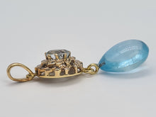 Load image into Gallery viewer, A9034: Vintage Beautiful Blue Aquamarines Diamonds pendulum Pendant- 12 Carats of Aquamarine- simply gorgeous
