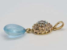 Load image into Gallery viewer, A9034: Vintage Beautiful Blue Aquamarines Diamonds pendulum Pendant- 12 Carats of Aquamarine- simply gorgeous
