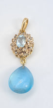 Load image into Gallery viewer, A9034: Vintage Beautiful Blue Aquamarines Diamonds pendulum Pendant- 12 Carats of Aquamarine- simply gorgeous
