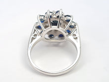 Load image into Gallery viewer, 7630: Vintage; 18ct White Gold 11 Blue Sapphires 10 Diamonds Cocktail Ring- lovely symmetry - substantial beauty
