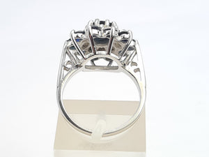 7630: Vintage; 18ct White Gold 11 Blue Sapphires 10 Diamonds Cocktail Ring- lovely symmetry - substantial beauty