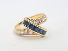 Load image into Gallery viewer, 7635: Vintage: Exquisite 18ct Gold Royal Blue Sapphires Diamonds (0.70ct) Cocktail Ring- outrageous beauty, striking design-
