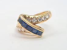 Load image into Gallery viewer, 7635: Vintage: Exquisite 18ct Gold Royal Blue Sapphires Diamonds (0.70ct) Cocktail Ring- outrageous beauty, striking design-
