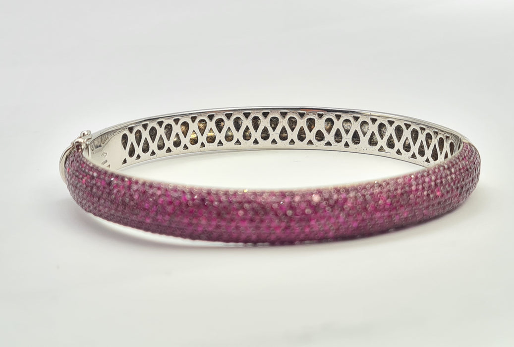 7658: Starlight Ruby White Gold Bangle by Niquesa London - 7.1ct Rubies