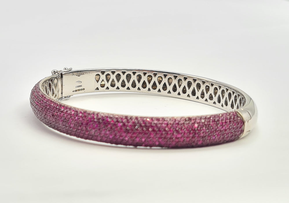 7658: Starlight Ruby White Gold Bangle by Niquesa London - 7.1ct Rubies