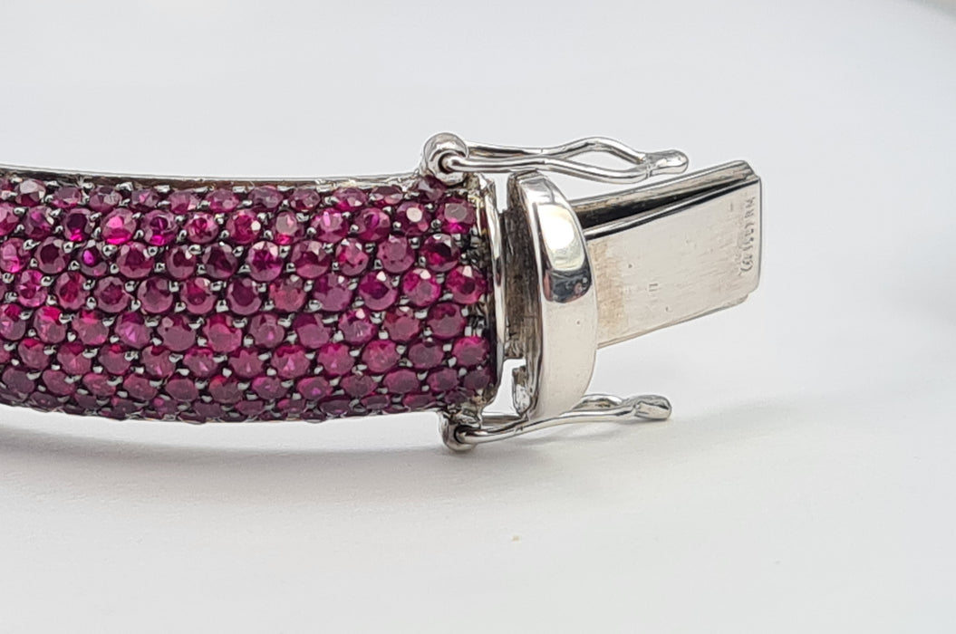 7658: Starlight Ruby White Gold Bangle by Niquesa London - 7.1ct Rubies
