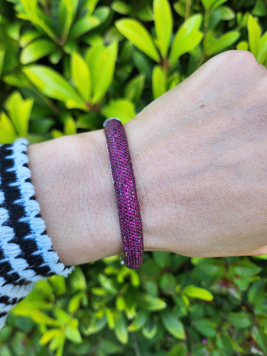 7658: Starlight Ruby White Gold Bangle by Niquesa London - 7.1ct Rubies