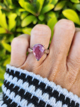 Load image into Gallery viewer, 7576: Vintage: 9ct White Gold Pear-Cut Large Champagne Pink Ruby Cocktail- lovely cut and colours
