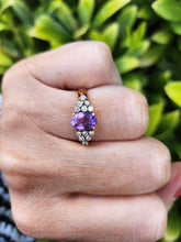 Load image into Gallery viewer, A7535:Vintage: 18ct Lilac Amethyst 12 Brilliant Cut Diamonds Ring= elegant, seductive, sparkling
