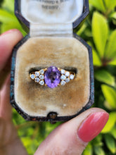 Load image into Gallery viewer, A7535:Vintage: 18ct Lilac Amethyst 12 Brilliant Cut Diamonds Ring= elegant, seductive, sparkling
