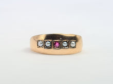 Load image into Gallery viewer, 3249: 15ct Gold Ruby Seed Pearls Ring- 133 years old Antique hallmarked in Chester, England in the year 1889
