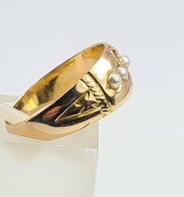 Load image into Gallery viewer, 3250: Antique 1890: 15ct Gold Rubies Pearls Dress Ring- 134 years old
