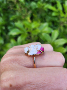 7628: Vintage/Antique: (1940's) 18ct Gold Japanese Toshikane Porcelain Ring- Rare