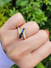 Load image into Gallery viewer, 7635: Vintage: Exquisite 18ct Gold Royal Blue Sapphires Diamonds (0.70ct) Cocktail Ring- outrageous beauty, striking design-
