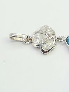 A9035: Vintage: Truly Exceptional 9ct Gold Blue Aquamarines Diamonds Pendant- sparkling diamonds, ocean blue aquamarine